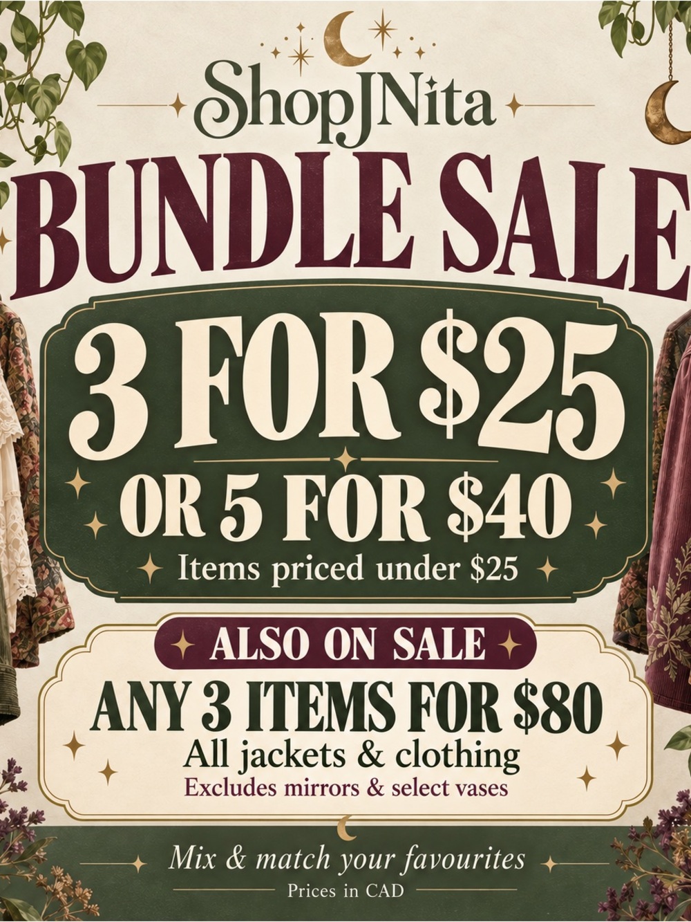$25 sale: ShopJNita Clothing Sale — 3 for $25 or 5 for $40